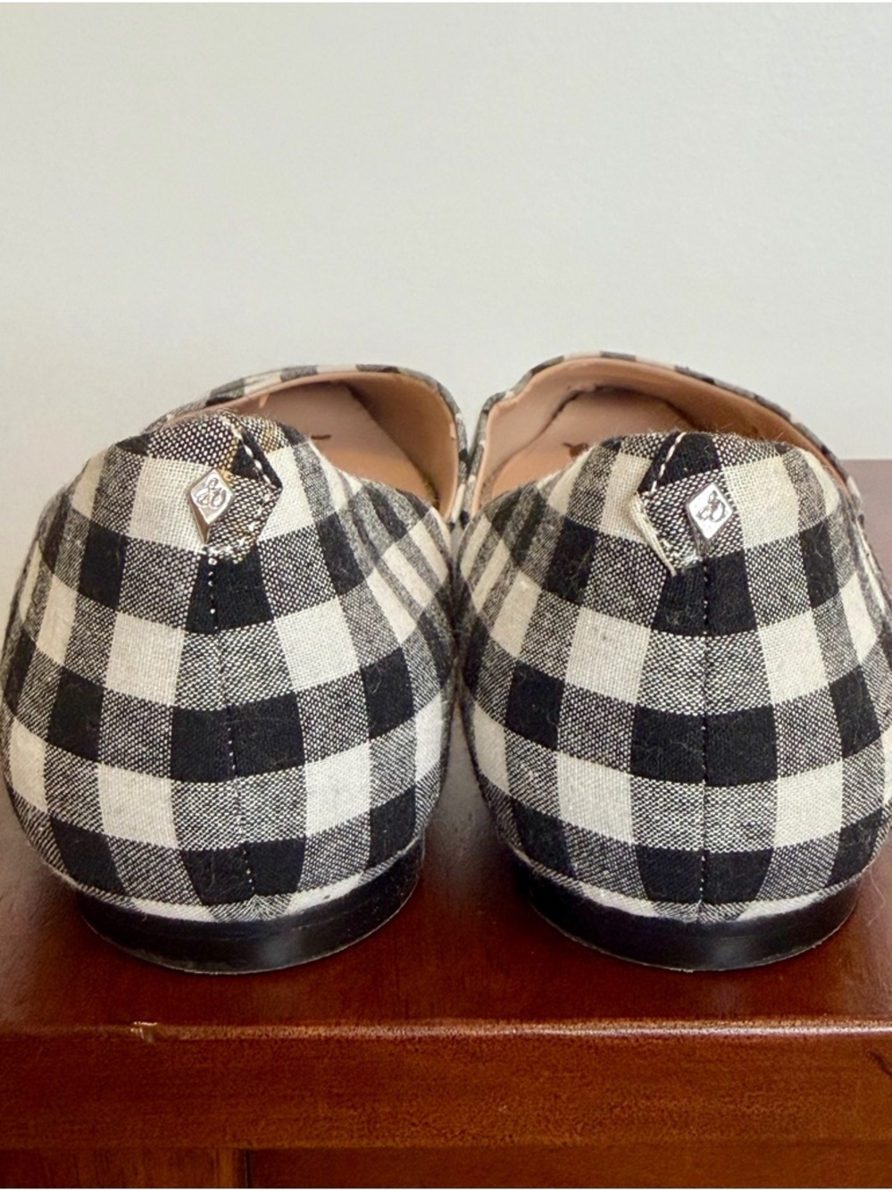 Sam Edelman Black & White Gingham Pointed D'Orsay Flats - Picture 3 of 5